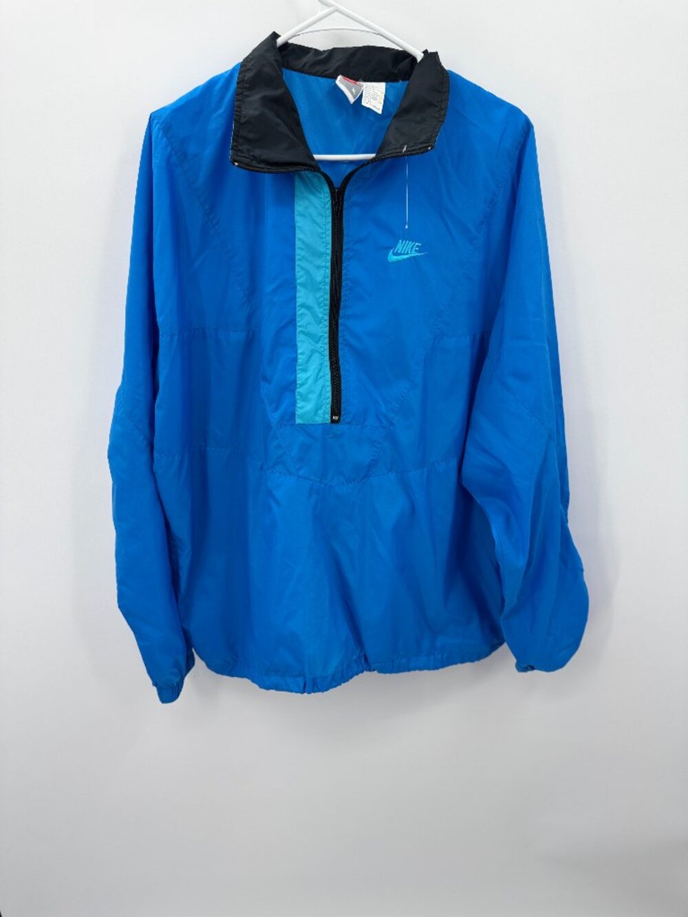 Vintage 90s Nike Red Tag Anorak Windbreaker Jacket XL Royal Blue Teal Half Zip